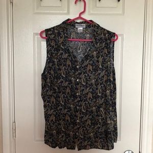 Paisley button up navy tank